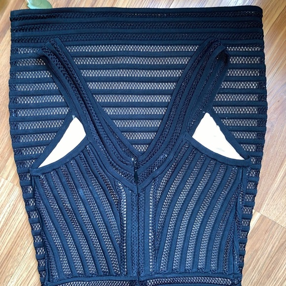 BEBE little black dress LBD black body-con with tan mesh size small - Picture 5 of 6